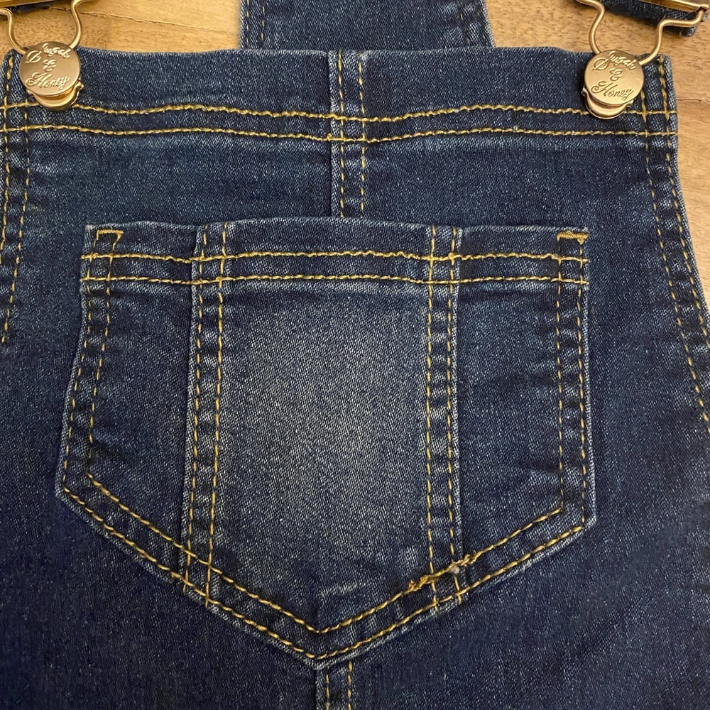 🎉Sugah & Honey Denim Short Overalls Blue Adjustable Straps Juniors Size 5 - Picture 5 of 5